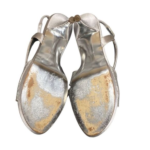 Nina New York Strappy Silver Satin & Sparkle Heel Event Pumps Platform 9M - Picture 5 of 9
